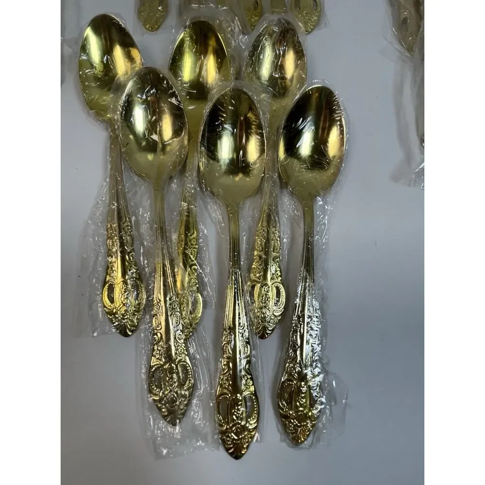 Gibson Gold Electroplated Stainless Steel Flatware Service For 6 - 30 Pc *Read